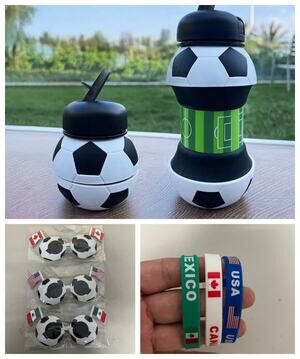550MLSoccer Water Bottle US/CA/MX Flag Sunglasses Wristbands 2026 World Cup Fan